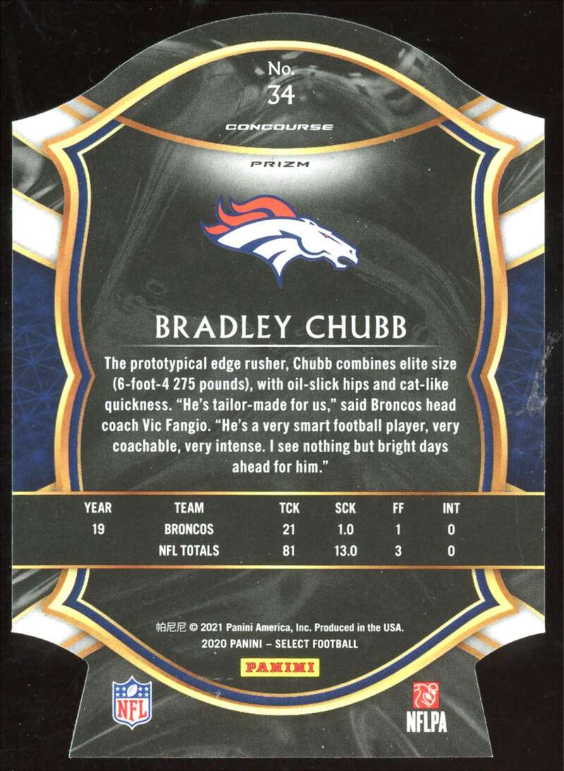 Load image into Gallery viewer, 2020 Panini Select Red Prizm Die Cut Bradley Chubb #34 Image 2
