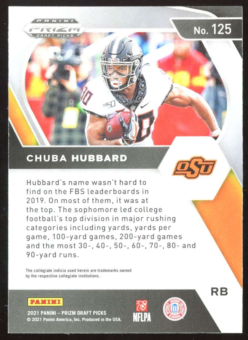 Load image into Gallery viewer, 2021 Panini Prizm Draft Chuba Hubbard #125 Rookie RC Image 2
