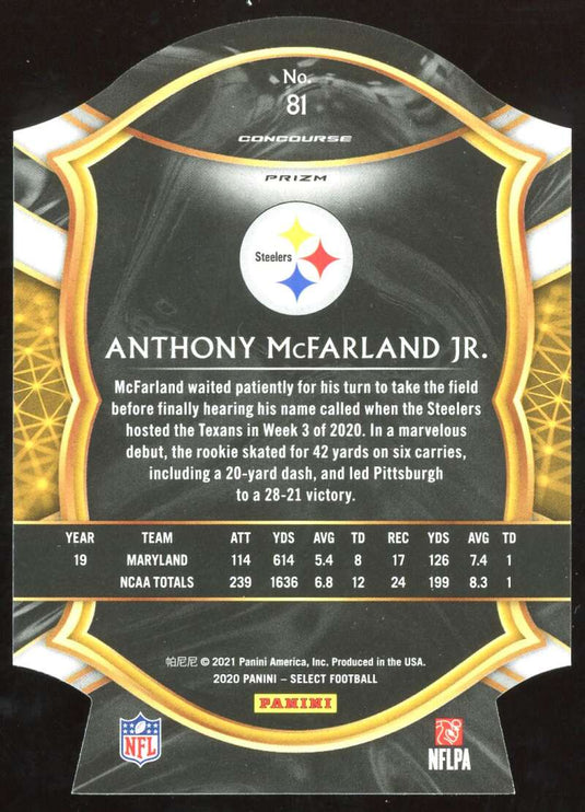 2020 Panini Select Red Prizm Die Cut Anthony McFarland Jr. 