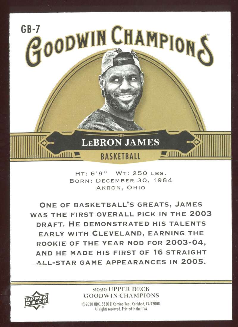Load image into Gallery viewer, 2020 Upper Deck Goodwin Champions Silver Foil LeBron James #GB-7 Lakers Image 2
