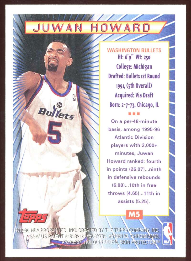 Load image into Gallery viewer, 1996-97 Topps Finest Mystery Finest Borderless Juwan Howard #M5 Bullets Image 2
