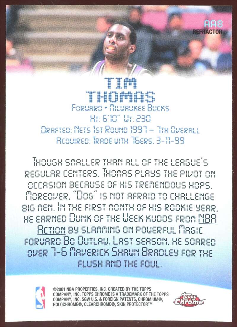 Load image into Gallery viewer, 2000-01 Topps Chrome Aptitude for Altitude Refractor Tim Thomas #AA8 SP  Image 2
