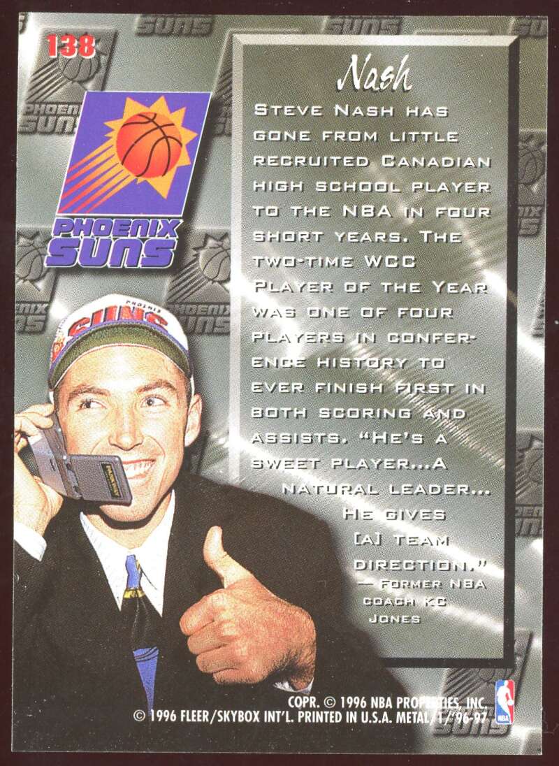 Load image into Gallery viewer, 1996-97 Fleer Metal Fresh Foundations Steve Nash #138 Rookie RC Suns Image 2

