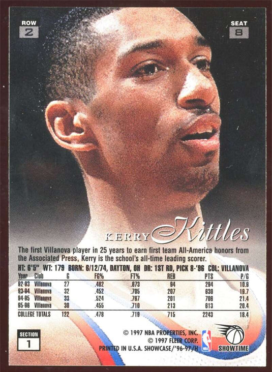 1997-98 Flair Showcase Row 2 Kerry Kittles Rookie RC New Jersey Nets Image 2