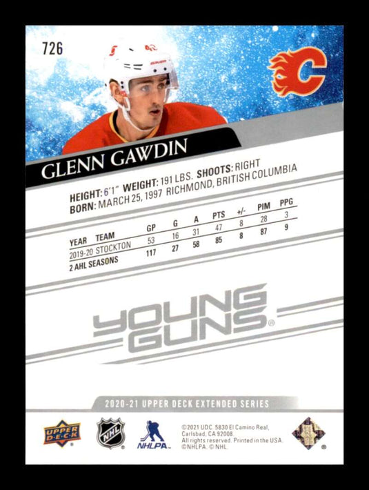 2020-21 Upper Deck Young Guns Glenn Gawdin 