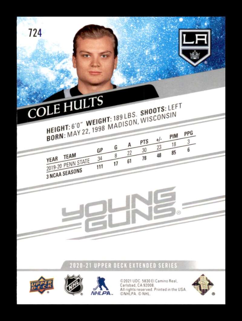 Load image into Gallery viewer, 2021-22 Upper Deck Extended Series Young Guns Cole Hults #724 Rookie RC Image 2
