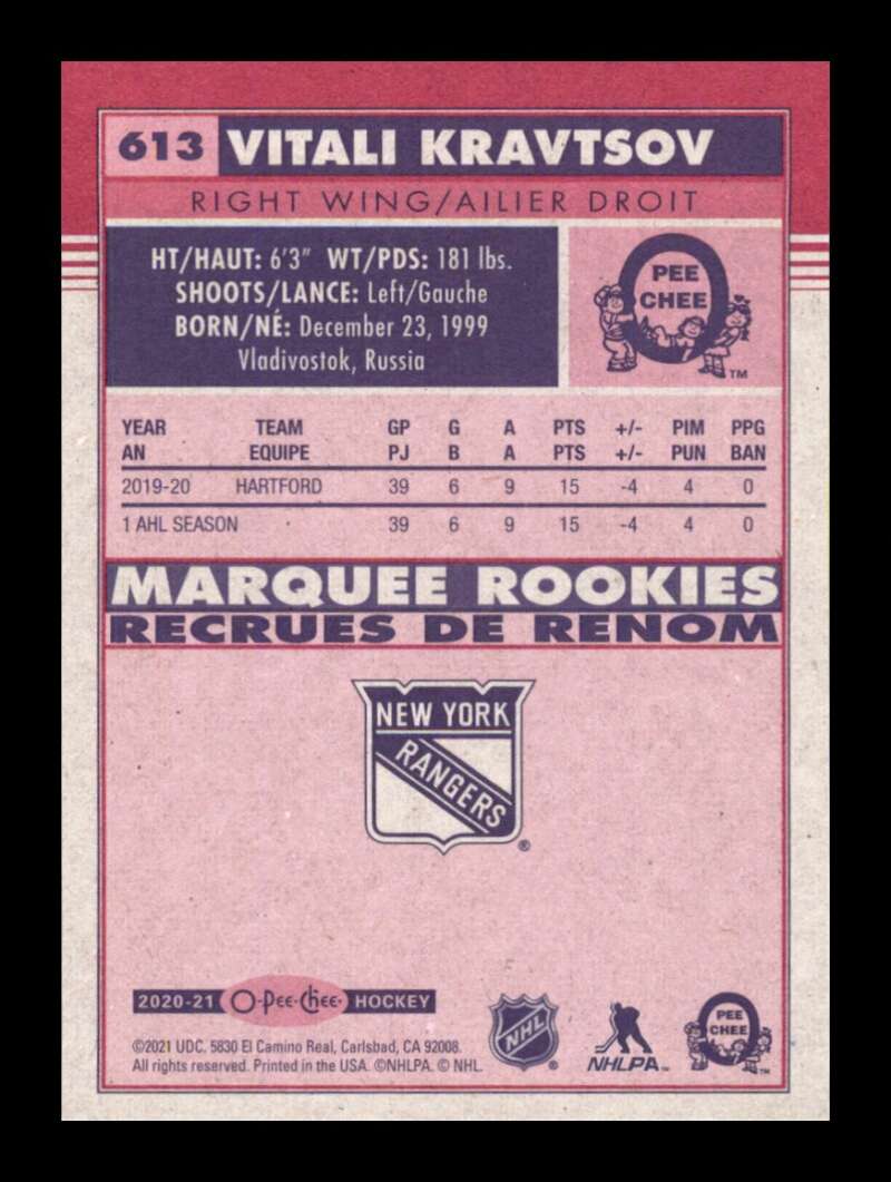Load image into Gallery viewer, 2020-21 Upper Deck 2020-21 O-Pee-Chee Update Blue Vitali Kravtsov #613 Rookie RC Image 2
