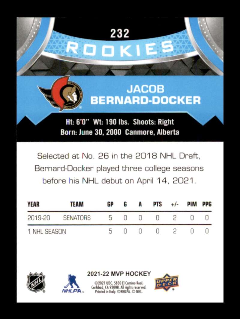 Load image into Gallery viewer, 2021-22 Upper Deck MVP Jacob Bernard-Docker #232 Rookie RC Image 2
