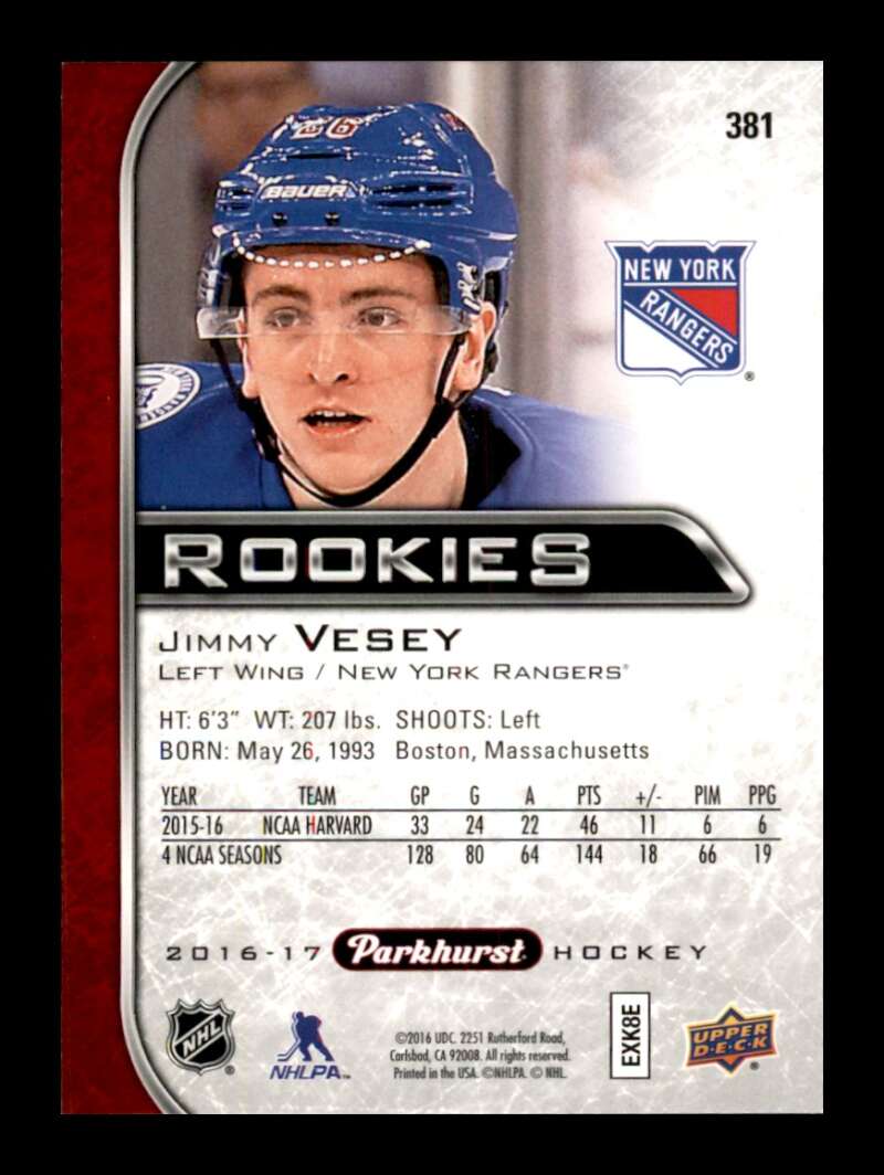 Load image into Gallery viewer, 2016-17 Parkhurst Red Jimmy Vesey #381 Rookie RC Image 2
