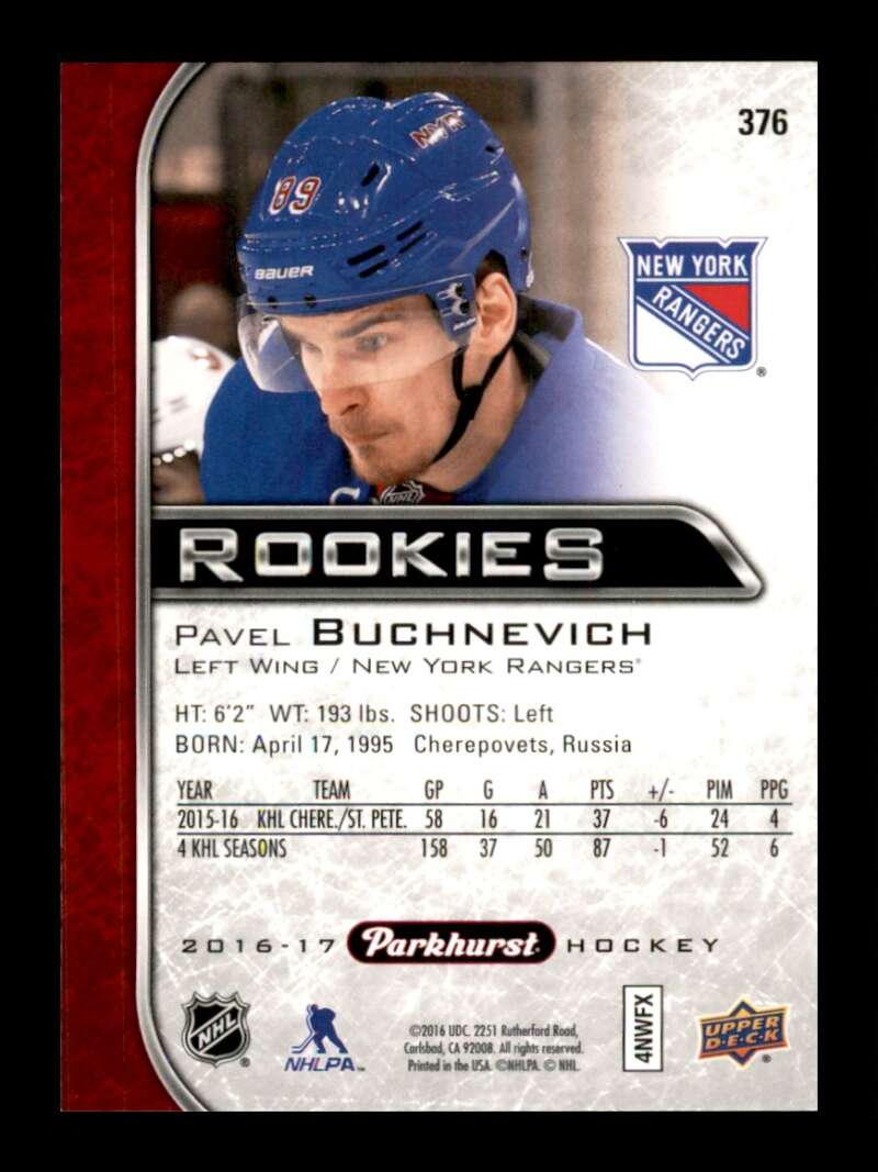 Load image into Gallery viewer, 2016 Parkhurst Red Pavel Buchnevich #376 Rookie RC Image 2
