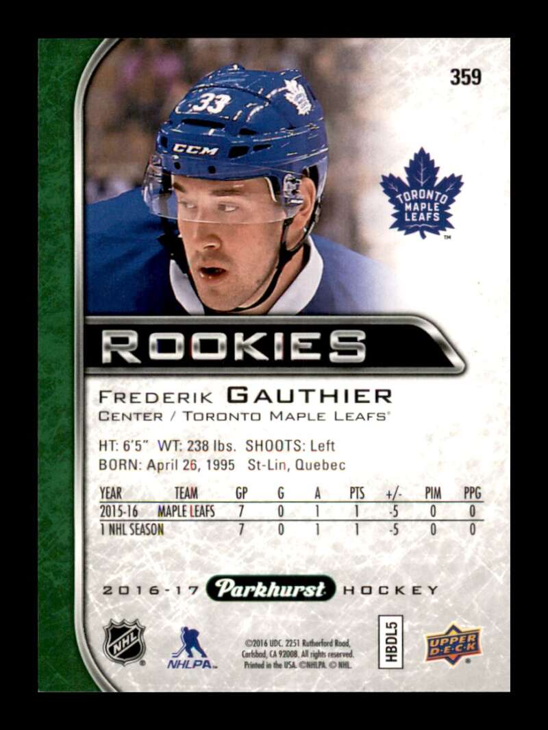 Load image into Gallery viewer, 2016-17 Parkhurst Frederik Gauthier #359 Rookie RC Image 2
