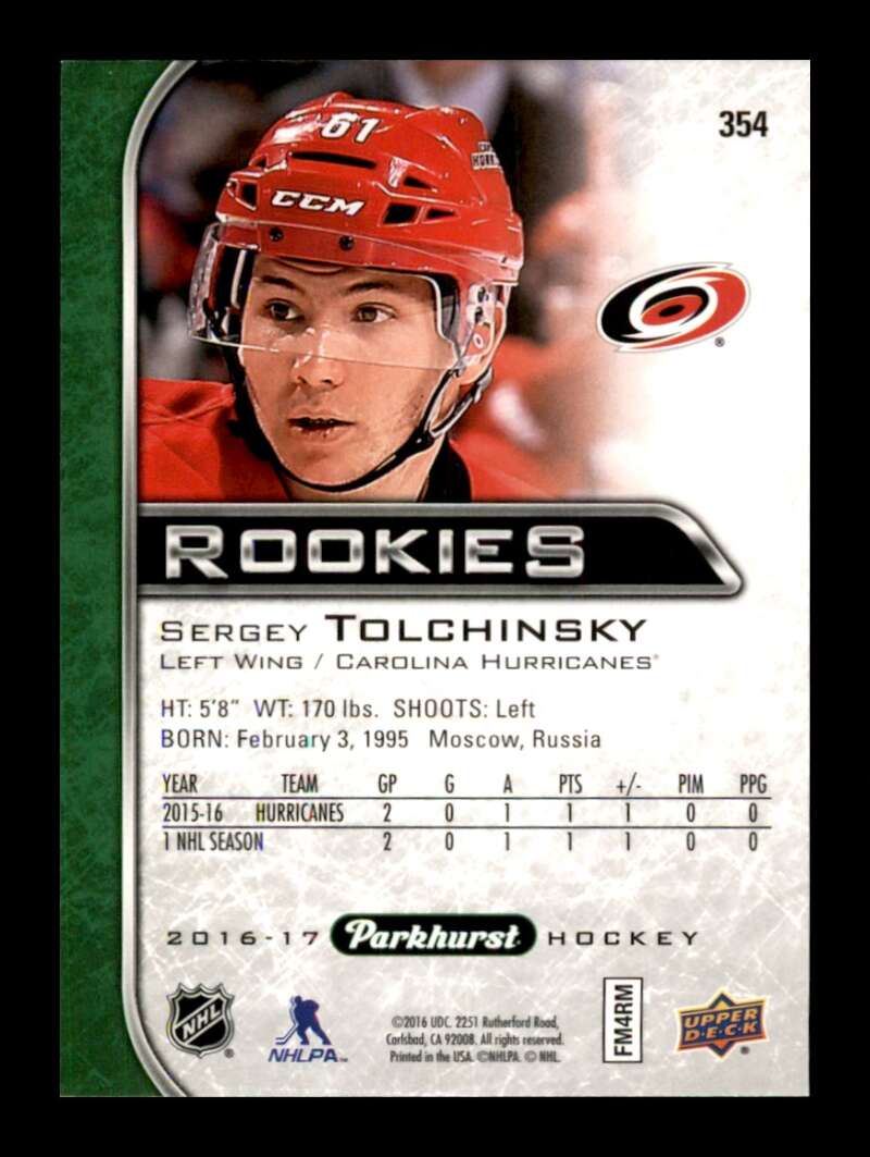 Load image into Gallery viewer, 2016-17 Parkhurst Rookies Sergey Tolchinsky #354 Rookie RC Image 2
