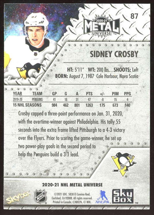 2020-21 Skybox Metal Universe Sidney Crosby