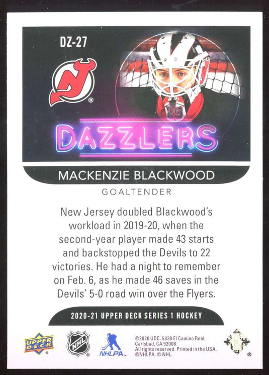 2020-21 Upper Deck Dazzlers Green Mackenzie Blackwood