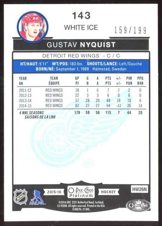 2015-16 O-Pee-Chee Platinum White Ice Gustav Nyquist