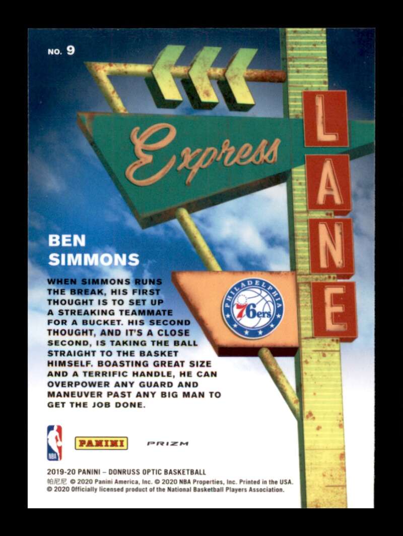 Load image into Gallery viewer, 2019-20 Donruss Optic Express Lane Purple Prizm Ben Simmons #9 Parallel SP Image 2
