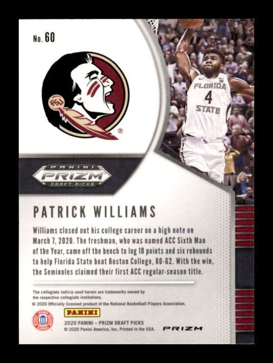 2020-21 Panini Prizm Draft Pink Cracked Ice Prizm Patrick Williams 