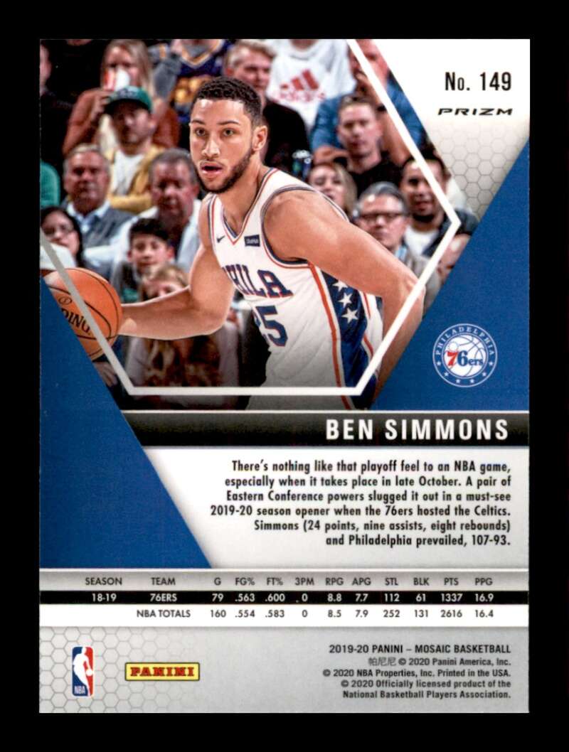 Load image into Gallery viewer, 2019-20 Panini Mosaic Reactive Orange Prizm Ben Simmons #149 Parallel SP Image 2
