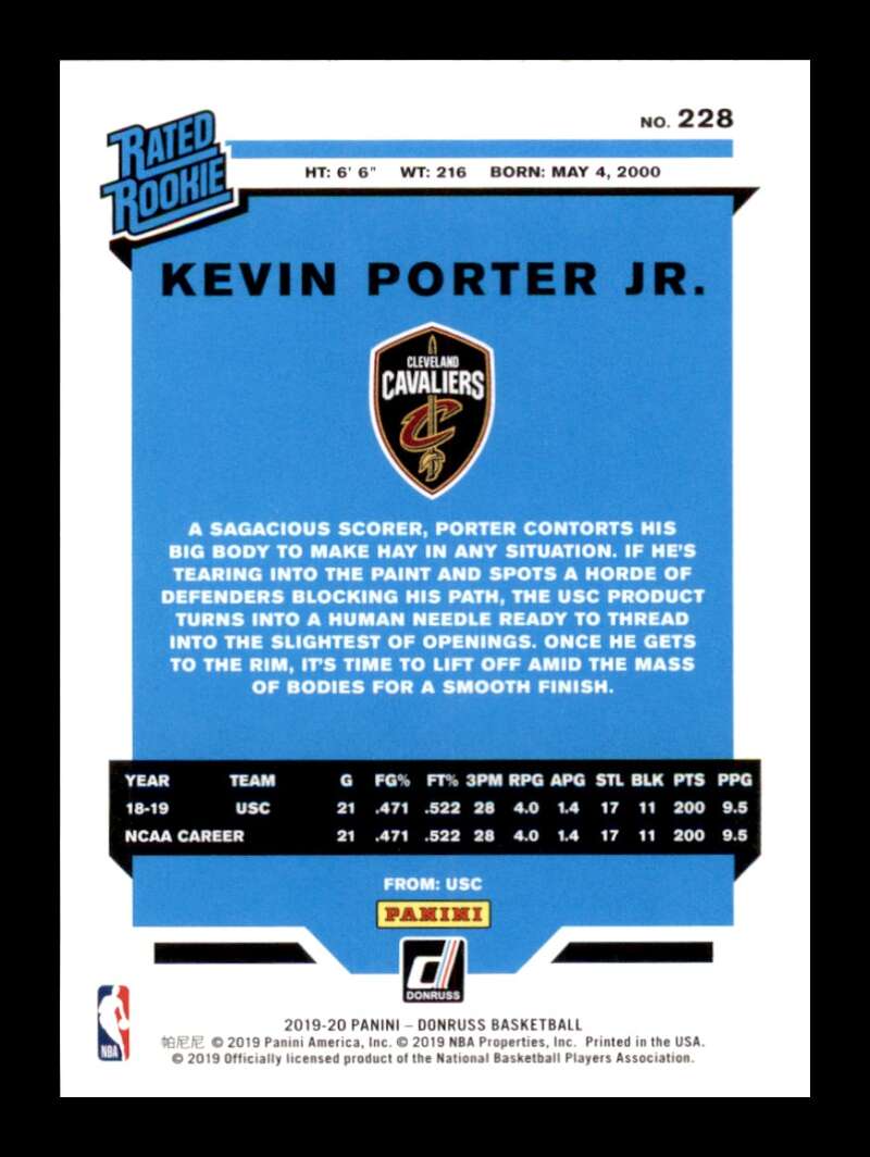 Load image into Gallery viewer, 2019-20 Donruss Kevin Porter Jr. #228 Rookie RC Image 2
