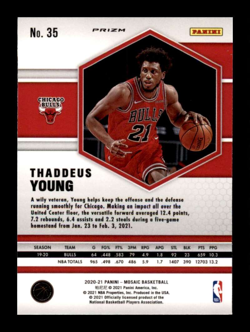 Load image into Gallery viewer, 2020-21 Panini Mosaic Reactive Blue Prizm Thaddeus Young #35 Parallel SP Image 2
