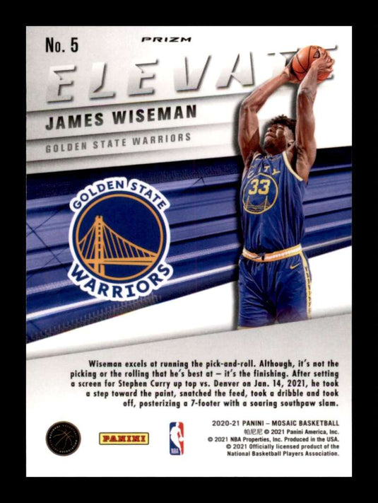 2020-21 Panini Mosaic Elevate Green Mosaic Prizm James Wiseman 