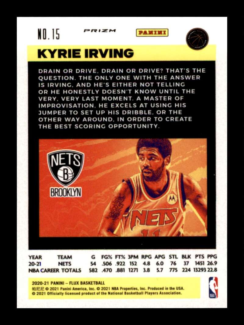 Load image into Gallery viewer, 2020-21 Panini Flux Silver Prizm Kyrie Irving #15 Parallel SP Image 2
