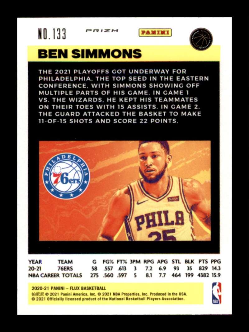 Load image into Gallery viewer, 2020-21 Panini Flux Blue Prizm Ben Simmons #133 Parallel SP Image 2
