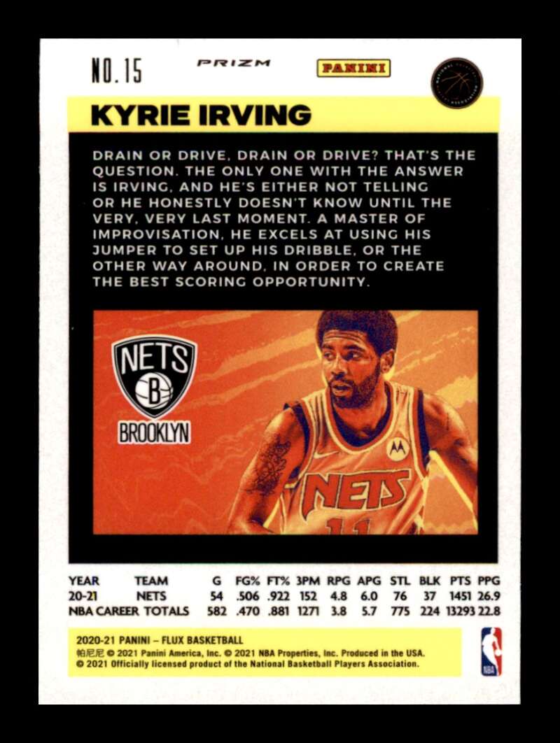 Load image into Gallery viewer, 2020-21 Panini Flux Silver Prizm Kyrie Irving #15 Parallel SP Nets Image 2
