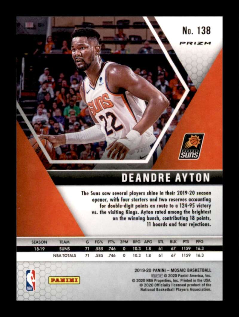 Load image into Gallery viewer, 2019-20 Panini Mosaic Green Mosaic Prizm Deandre Ayton #138 Parallel SP Image 2
