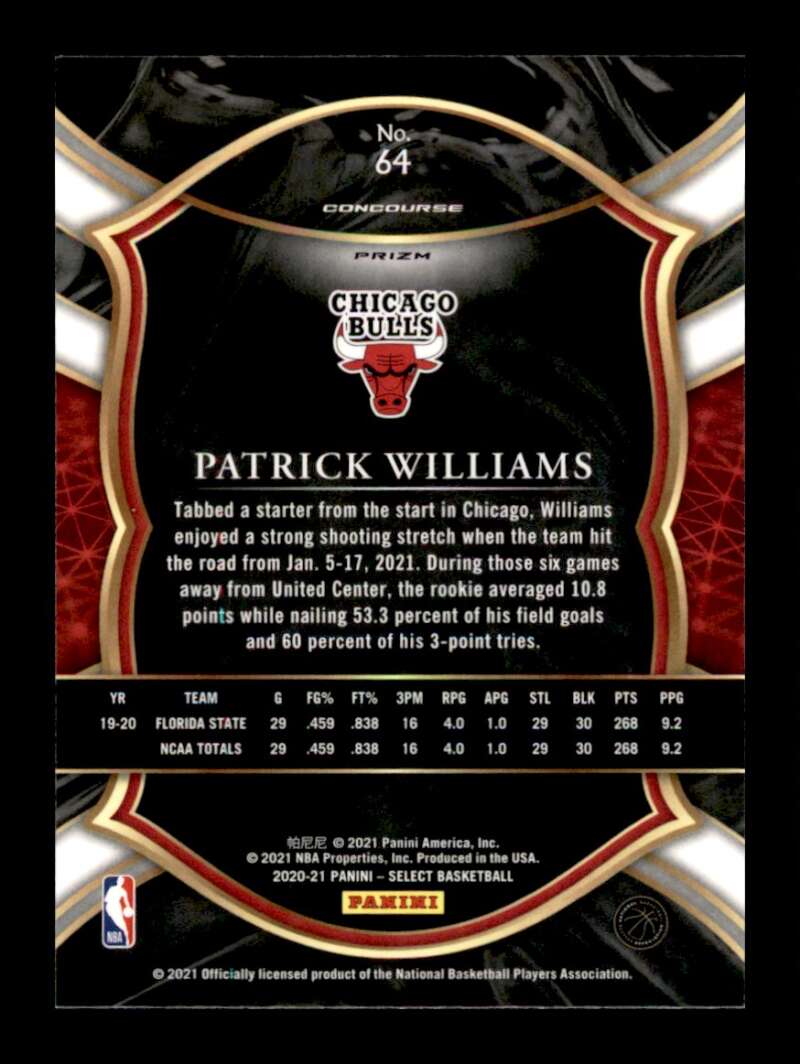 Load image into Gallery viewer, 2020-21 Select Blue White Purple Cracked Ice Prizm Patrick Williams #64 Rookie  Image 2
