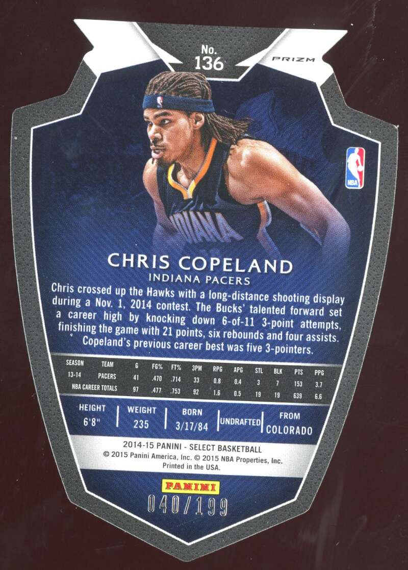 Load image into Gallery viewer, 2014-15 Panini Select Light Blue Prizm Die Cut Chris Copeland #136 SP /199 Image 2
