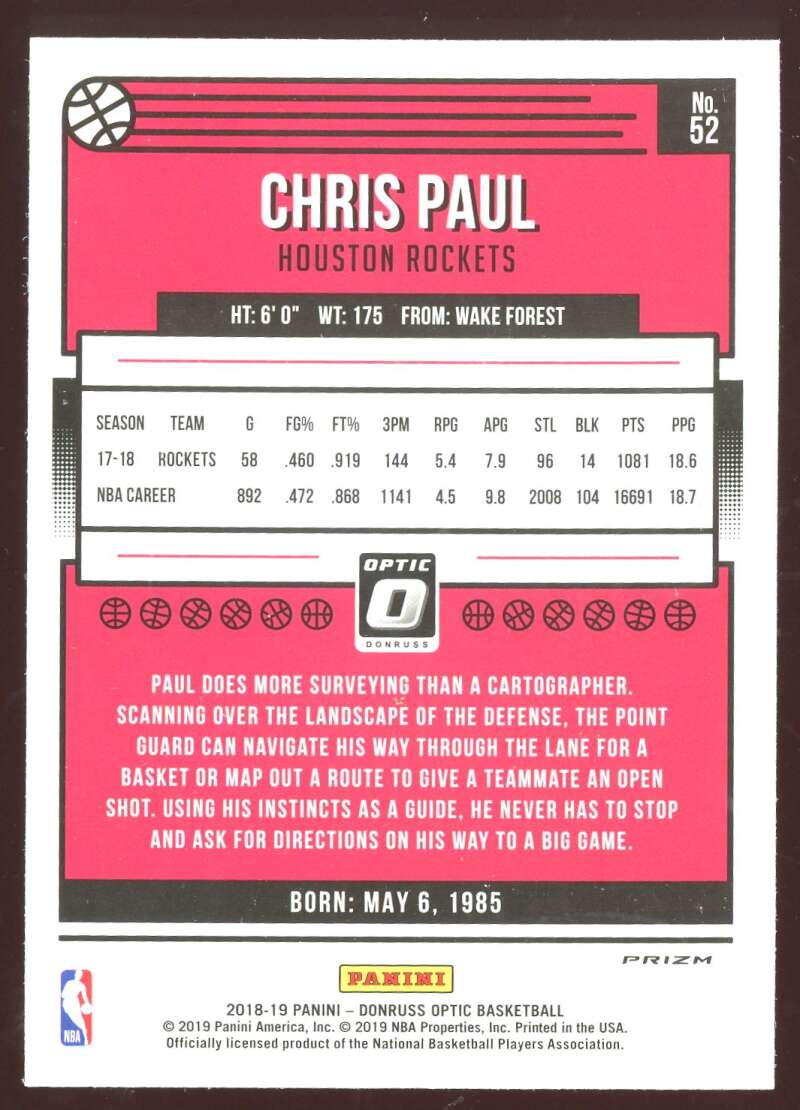 Load image into Gallery viewer, 2018-19 Donruss Optic Blue Velocity Prizm Chris Paul #52 Parallel SP Image 2
