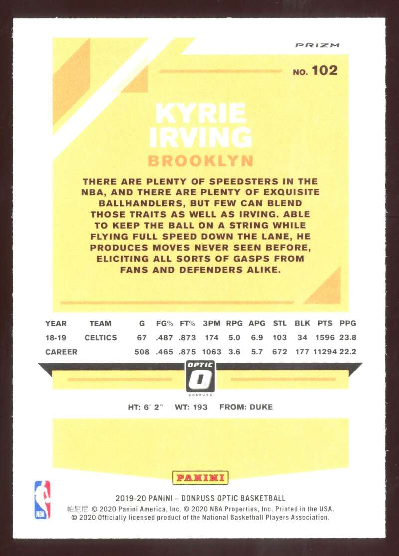 Load image into Gallery viewer, 2019-20 Donruss Optic Blue Velocity Prizm Kyrie Irving #102 Parallel SP Image 2
