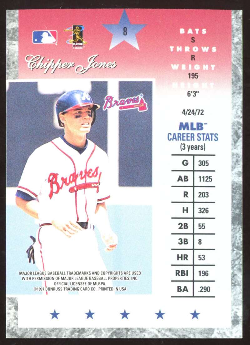 Load image into Gallery viewer, 1997 Donruss Elite Chipper Jones #8 Image 2
