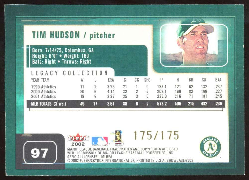 Load image into Gallery viewer, 2002 Fleer Showcase Legacy Collection Tim Hudson #97 /175 Image 2
