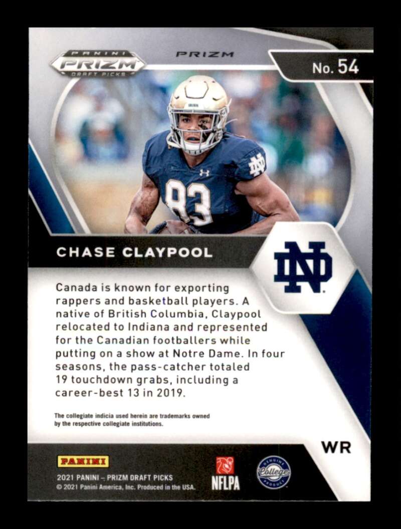 Load image into Gallery viewer, 2021 Panini Prizm Draft Green Prizm Chase Claypool #54 Image 2
