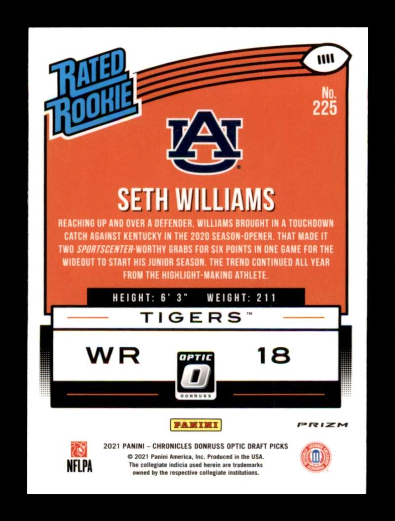 Load image into Gallery viewer, 2021 Donruss Optic Pink Prizm Holo Seth Williams #225 Rookie RC Auburn Image 2
