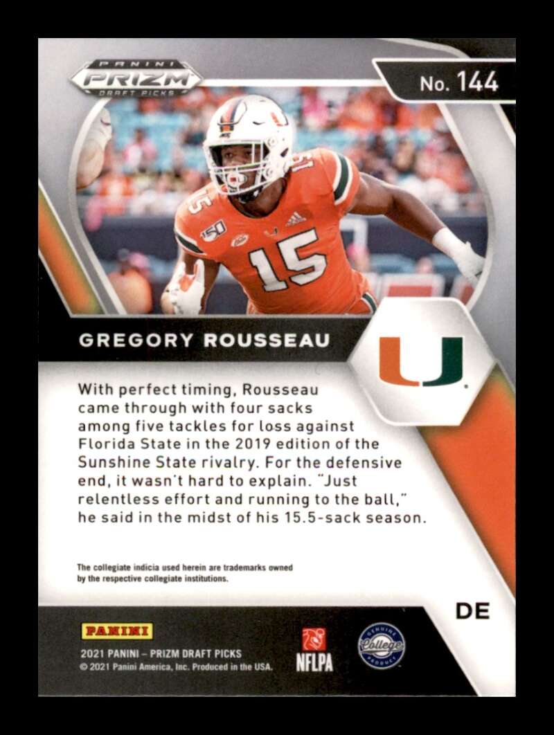 Load image into Gallery viewer, 2021 Panin Prizm Draft Gregory Rousseau #144 Rookie RC Image 2
