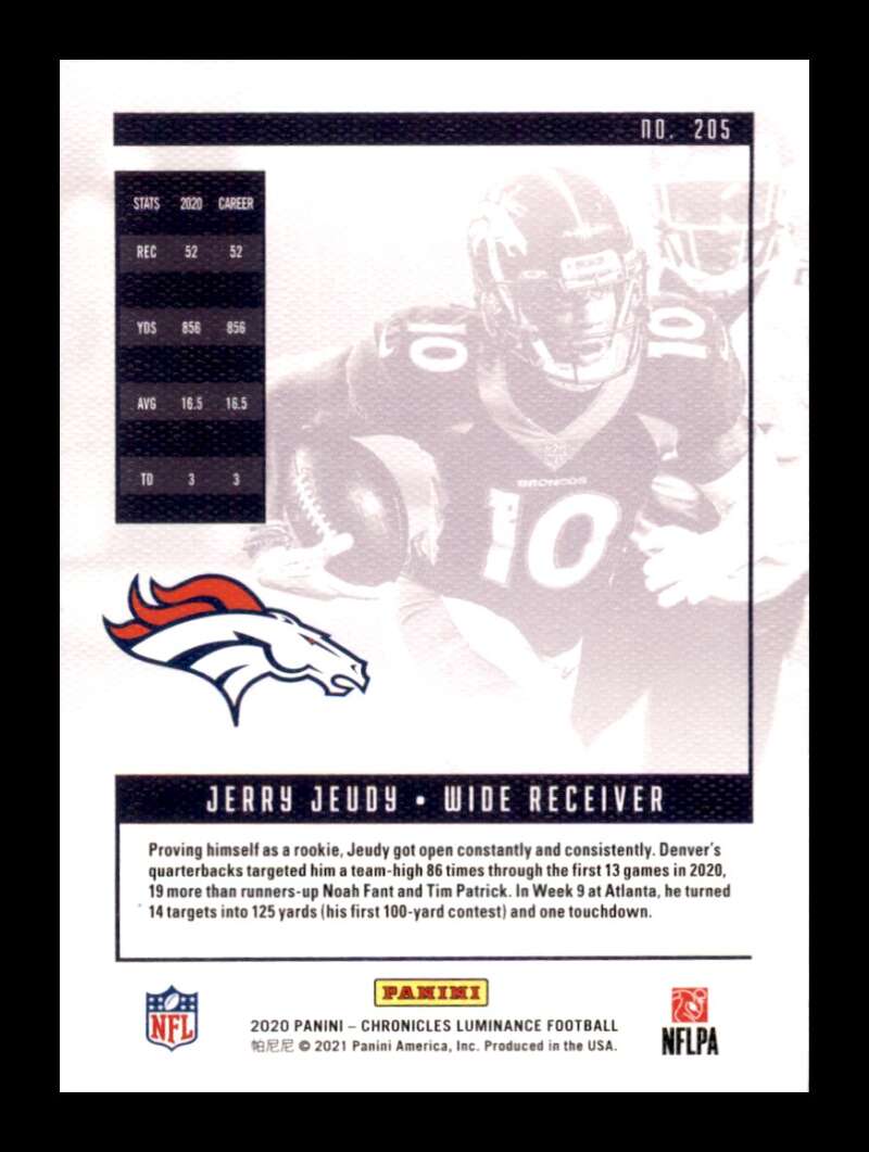 Load image into Gallery viewer, 2020 Panini Chronicles Luminance Jerry Jeudy #205 Rookie RC Image 2
