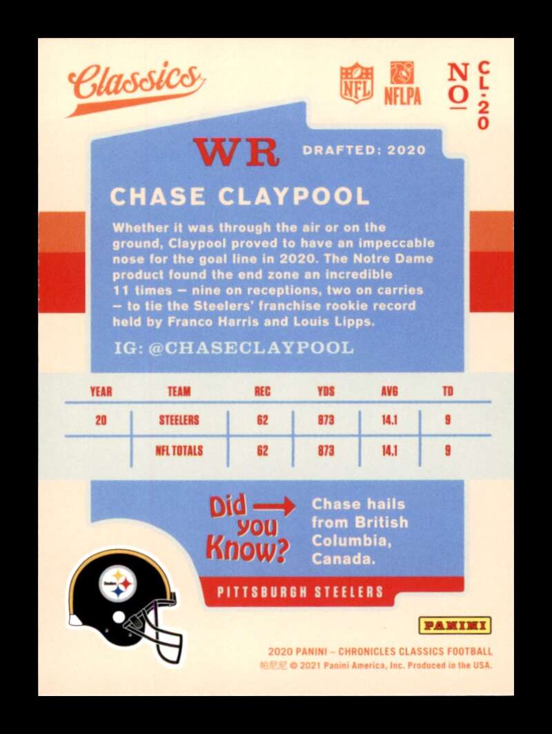 Load image into Gallery viewer, 2020 Panini Chronicles Classics Chase Claypool #CL20 Rookie RC Image 2
