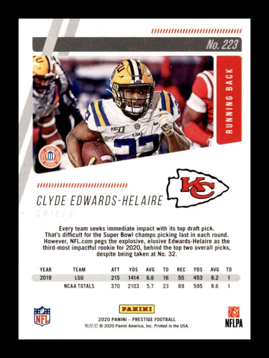 2020 Panini Prestige Clyde Edwards-Helaire 
