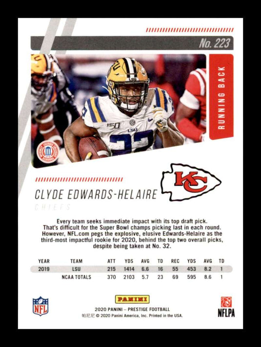 2020 Panini Prestige Clyde Edwards-Helaire 