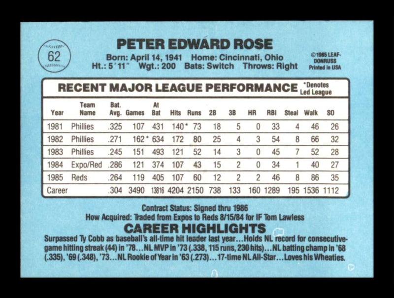 Load image into Gallery viewer, 1986 Donruss Pete Rose #62 Image 2
