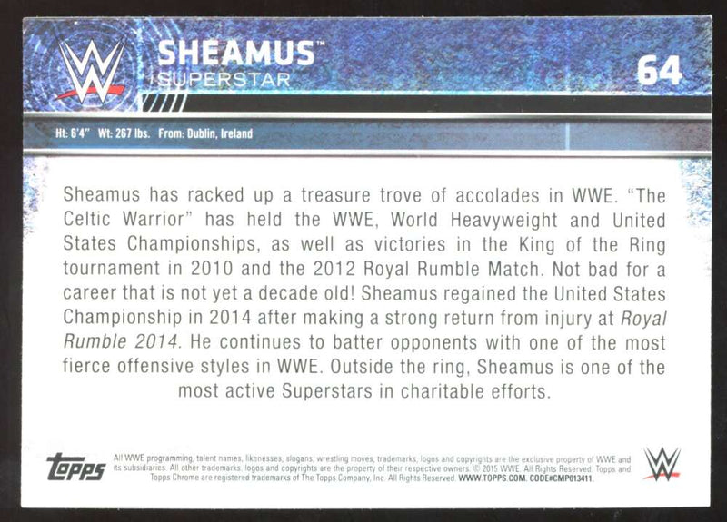 Load image into Gallery viewer, 2015 Topps Chrome WWE Atomic Refractor Sheamus #64 Image 2
