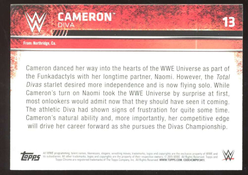 Load image into Gallery viewer, 2015 Topps Chrome WWE Refractor Cameron #13 Image 2
