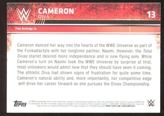 2015 Topps Chrome WWE Refractor Cameron