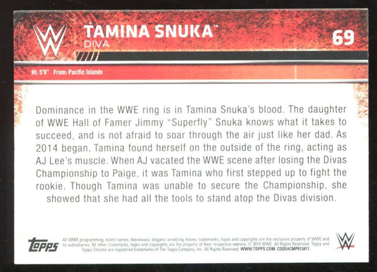 2015 Topps Chrome WWE Atomic Refractor Tamina Snuka