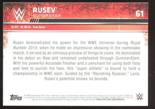 2015 Topps Chrome WWE Refractor Rusev 