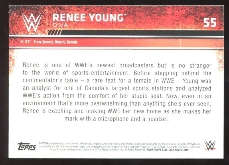 Load image into Gallery viewer, 2015 Topps Chrome WWE Refractor Renee Young #55 Image 2
