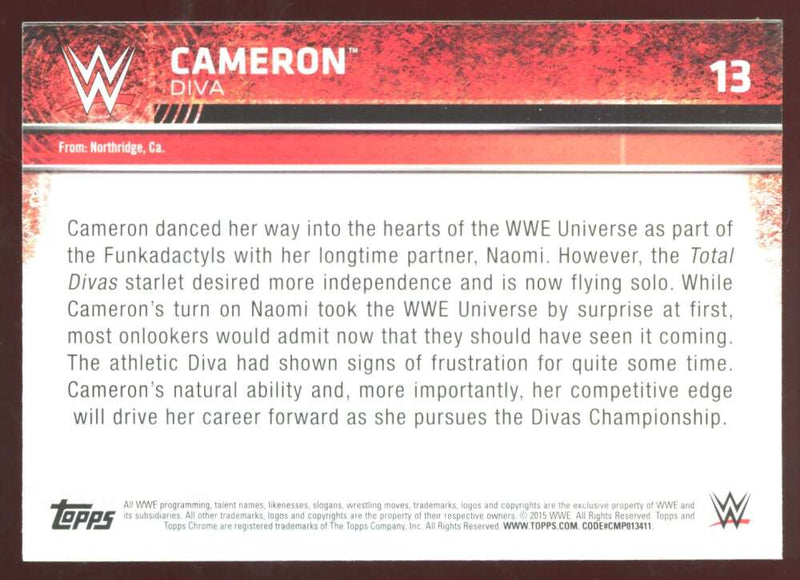 Load image into Gallery viewer, 2015 Topps Chrome WWE Refractor Cameron #13 Image 2
